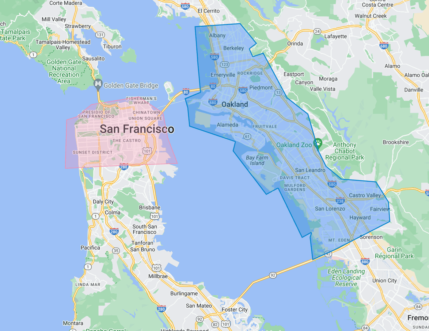 Map of the Family Laundry delivery area